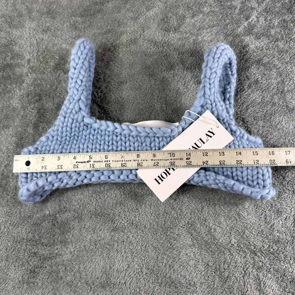 Hope Macaulay Crop Top XL Blue Chunky Knit Handmade Ireland Designer Tank Bralet - Picture 2 of 7